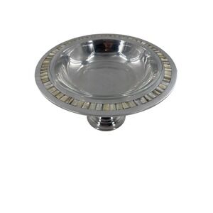 Towle Silversmiths Mother of Pearl Inlay Pedestal Bowl Glass Liner France